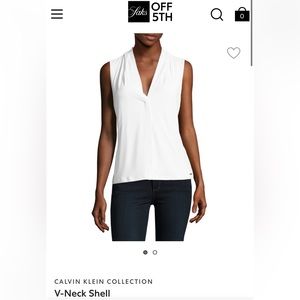 White Professional V-Neck Blouse | Calvin Klein